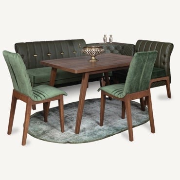 Ъглов диван с маса и два стола