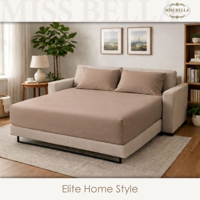 Двоен чаршаф с ластик 160 x 200 + 30 см и 2 калъфки - КАПУЧИНО