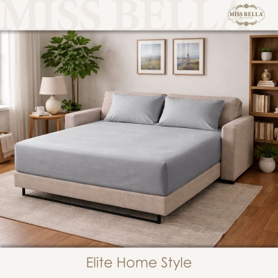 Двоен чаршаф с ластик 180 x 200 + 30 см и 2 калъфки - СИВ