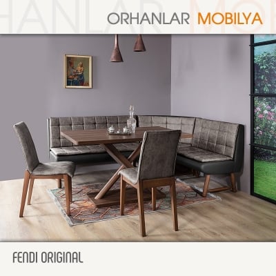 Комплект кухненски ъглов диван с маса и два стола FENDI ORIGINAL