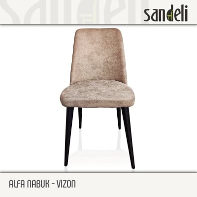 Трапезен стол ALFA NABUK - VIZON с черни крака