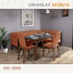 Комплект кухненски ъглов диван с маса и два стола  LENA / GRAY